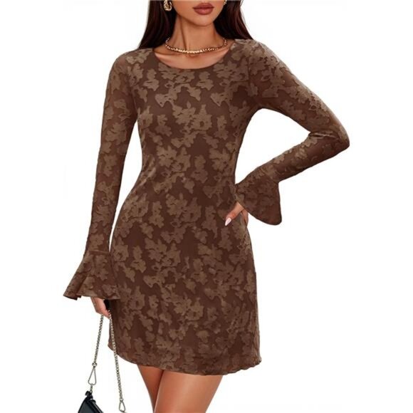Mini Dresses for Women Brown - Picture 1 of 6